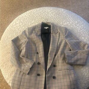 Bar III Plaid Blazer in Black and White